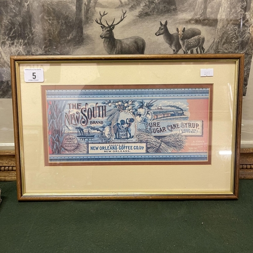 5 - THE NEW SOUTH BRAND ADVERTISEMENT IN MAHOGANY FRAME