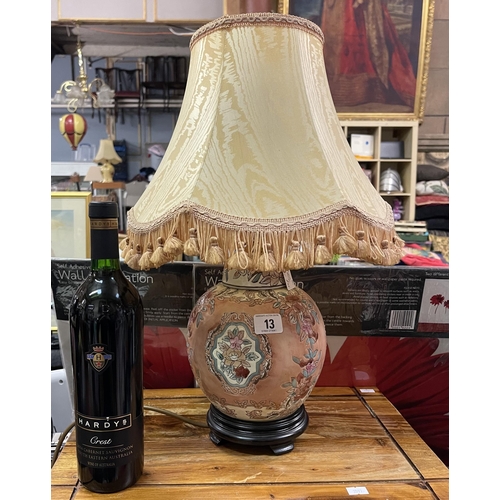 13 - ORIENTAL GINGER JAR LAMP WITH TASSLE SHADE