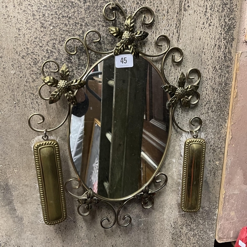 45 - ORNATE WALL MOUNTED MIRRORED BRUSH SET