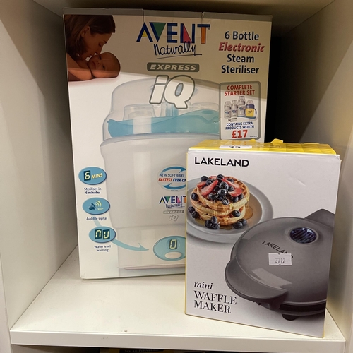 73 - LAKELAND WAFFLE MAKER AND AVENT STEAM STERILISER