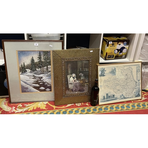 77 - THREE FRAMED PICTURES