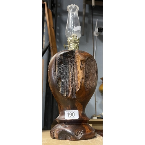 190 - TURNED WOODEN OIL LAMP