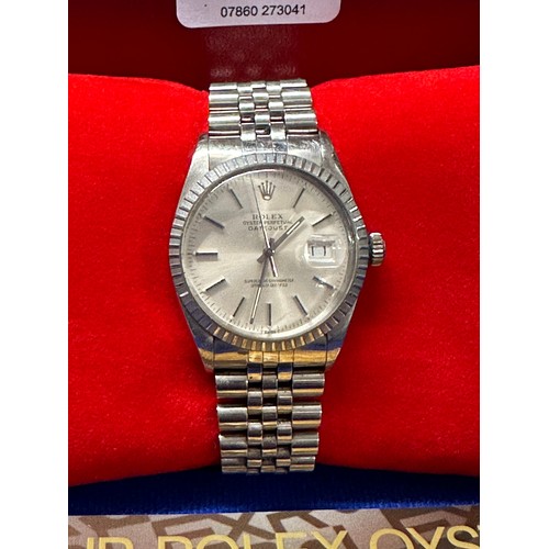 206 - GENUINE ROLEX STAINLESS STEEL OYSTER PERPETUAL DATEJUST 36MM WRISTWATCH ON JUBILEE BRACELET WITH BOX