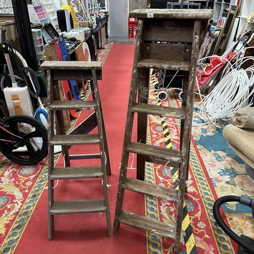 4 - PAIR OF VINTAGE WOODEN LADDERS