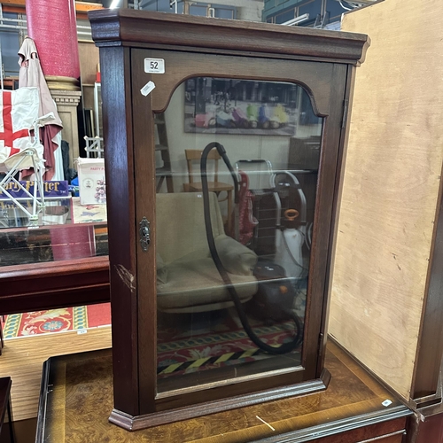 52 - WALL MOUNTED MAHOGANY CORNER CABINET