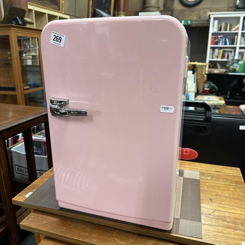 269 - PINK MINI-FRIDGE WITH POWER LEAD