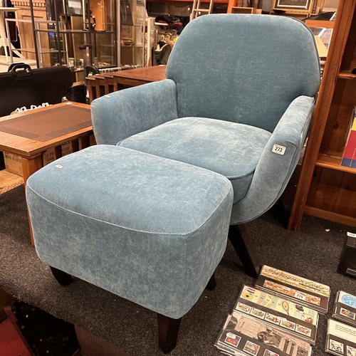 273 - TURQUOISE TUB CHAIR AND FOOTSTOOL