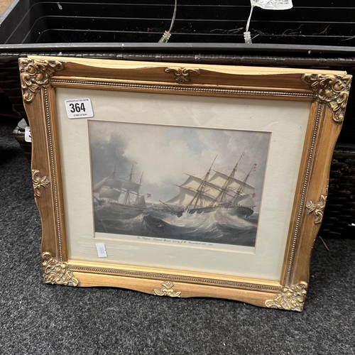 364 - A CLIPPER PRINT BY J W CARMICHAEL IN GILT FRAME