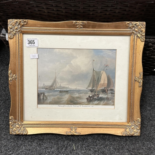 365 - A CLIPPER PRINT BY J W CARMICHAEL IN GILT FRAME