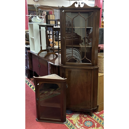 60 - TWO MAHOGANY CORNER CABINETS