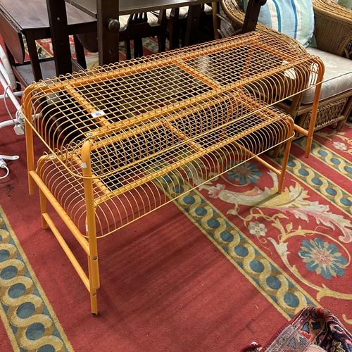 85 - PAIR OF METAL WIRE MESH BENCHES