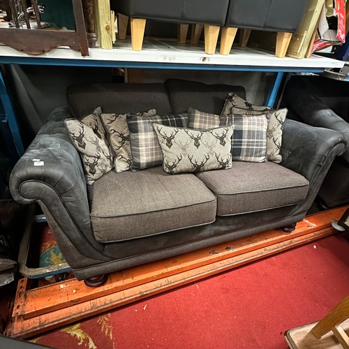 124 - 2 SEATER SETTEE WITH STAG HEAD CUSHIONS