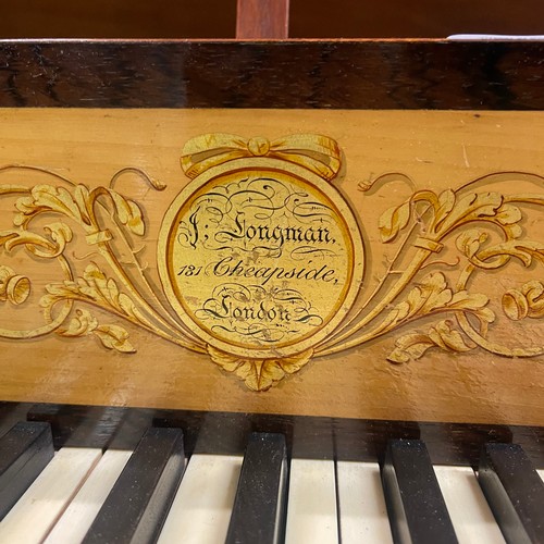 117 - J. LONGMAN 181 CHESPSIDE LONDON INLAID SQUARE PIANO & CHAIR CIRCA 1820