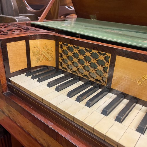 117 - J. LONGMAN 181 CHESPSIDE LONDON INLAID SQUARE PIANO & CHAIR CIRCA 1820