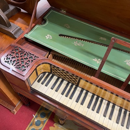 117 - J. LONGMAN 181 CHESPSIDE LONDON INLAID SQUARE PIANO & CHAIR CIRCA 1820