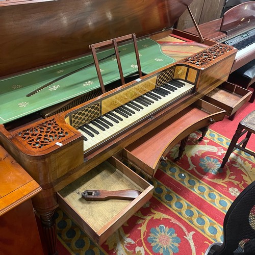 117 - J. LONGMAN 181 CHESPSIDE LONDON INLAID SQUARE PIANO & CHAIR CIRCA 1820