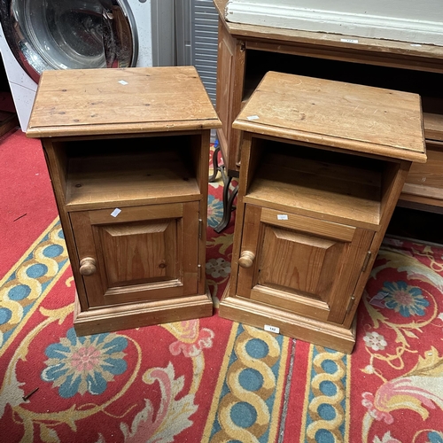 142 - PAIR OF PINE BEDSIDE CUPBOARDS