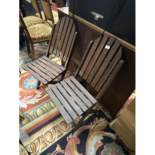 39 - PAIR OF WOODEN FOLDING GARDEN CHAIRS