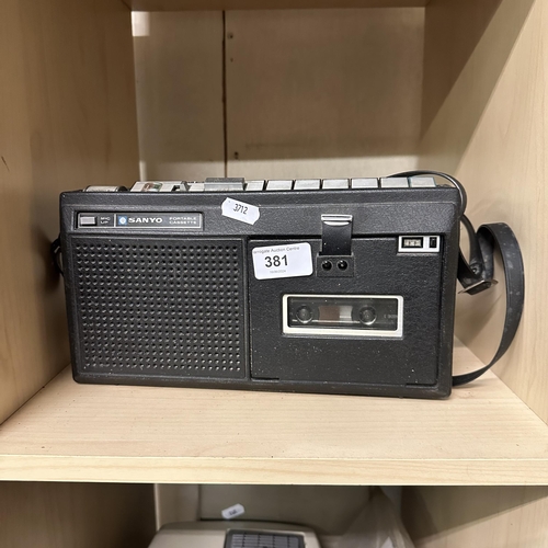 381 - VINTAGE SANYO PORTABLE CASSETTE PLAYER