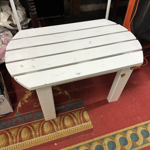 137 - WHITE PAINTED GARDEN TABLE