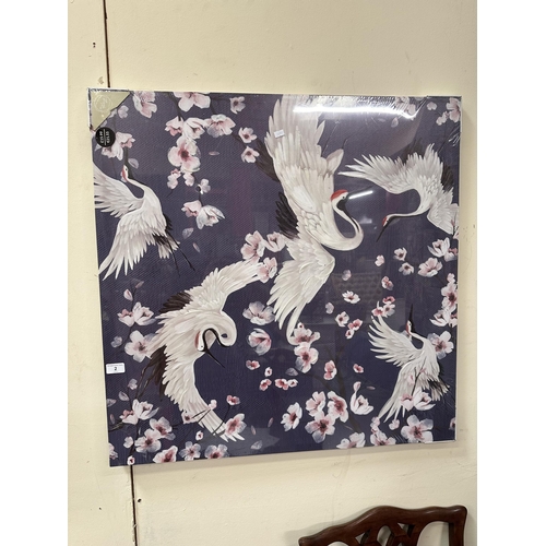 2 - BRAND NEW LARGE LOTUS CRANES CANVAS PICTURE