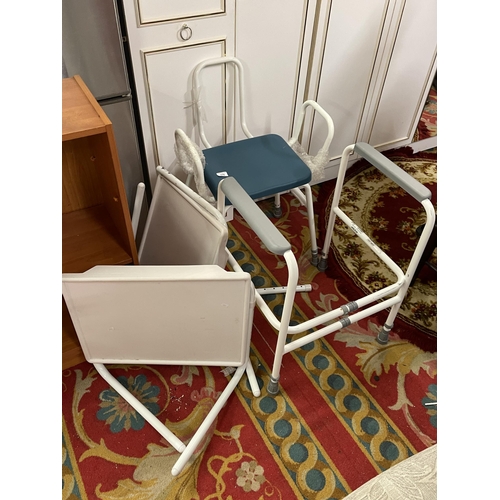 176 - SHOWER STOOL, TOILET FRAME & 2 TRAY STANDS