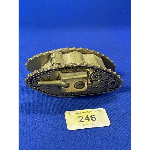 246 - SOLID BRASS WW1 TANK FIGURE