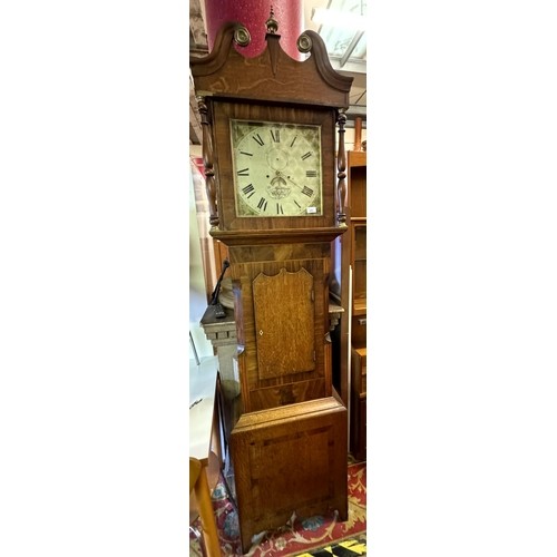 460 - VICTORIAN GRANDFATHER CLOCK WITH SWAN NECK PEDIMENT W.MORRIS WETHERBY