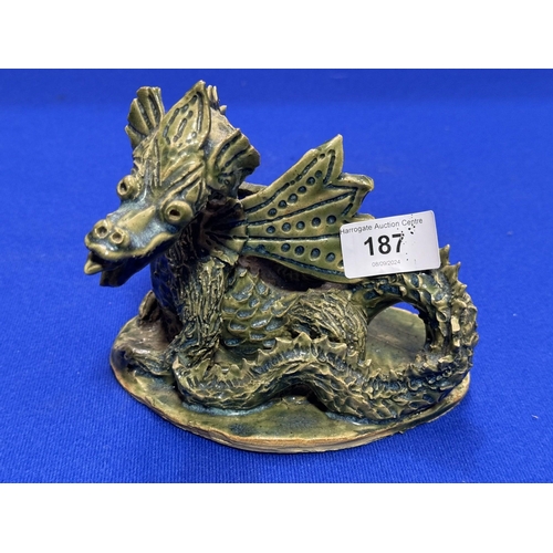 187 - ORIGINAL HAND CRAFTED DRAGON FIGURINE BY I.HINCHLIFFE