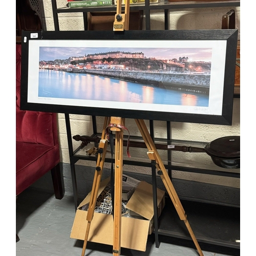 292 - FRAMED LANDSCAPE OF THE PROMENADE AT WHITBY NORTH YORKSHIRE BY GED HICKEY