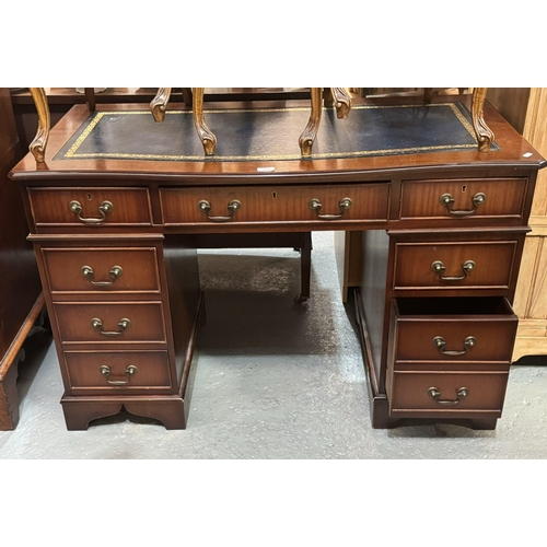 324 - MAHOGANY LEATHER TOPPED DOUBLE PEDESTAL DESK (30.5H 48W 24D