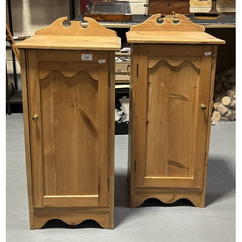 329 - PAIR OF EDWARDIAN PINE BEDSIDE CABINETS (33H 44W 23D