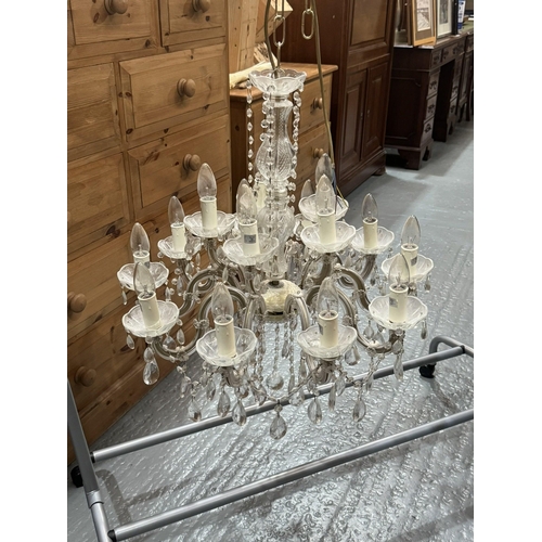 338 - ITALIAN CRYSTAL GLASS SIXTEEN BRANCH CHANDELIER