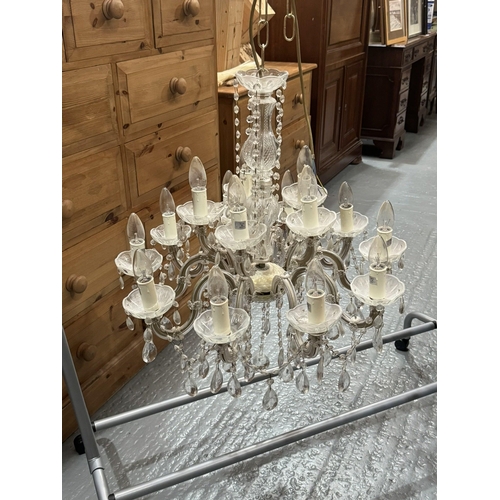 339 - ITALIAN CRYSTAL GLASS SIXTEEN BRANCH CHANDELIER