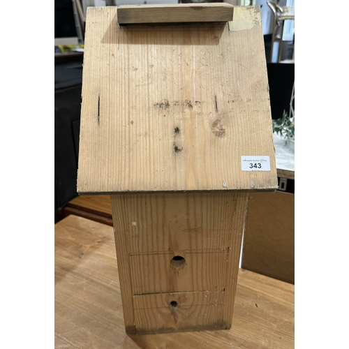 343 - SOLID TREATED PINE BIRD BOX