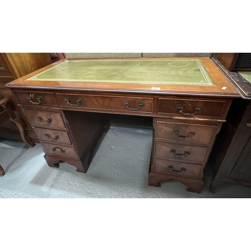 350 - DOUBLE PEDESTAL LEATHER TOPPED WRITING DESK (47W 24D