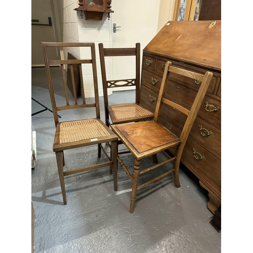 403 - EDWARDIAN BERGERE SEATED BEDROOM CHAIR & 2 OTHERS