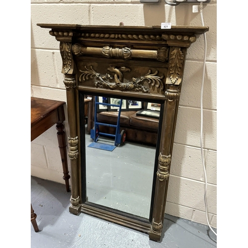 421 - VICTORIAN ORNATE FRAMED OVER MANTEL MIRROR (46H