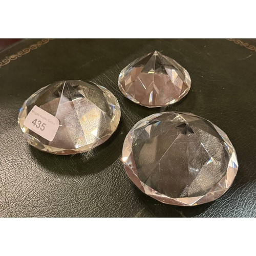 435 - 3 GEMSTONE PAPERWEIGHTS