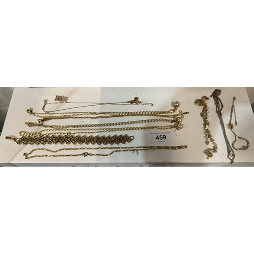 459 - GOLD TONE NECKLACES & BRACELETS