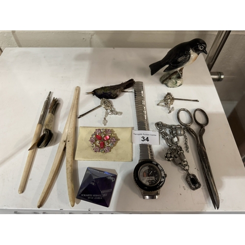 34 - MISCELLANEOUS CONTAINING BESWICK STONECHAT AND MORE