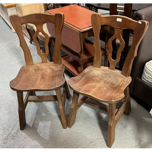 59 - PAIR OF SOLID OAK CARVED CHAIRS