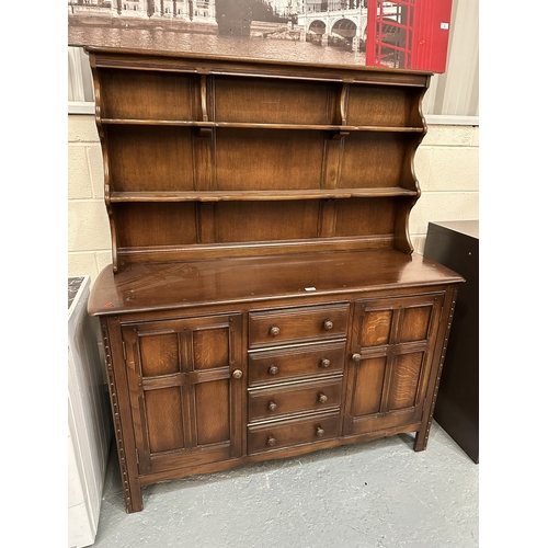 10 - OAK DRESSER WITH PLATE RACK BACK