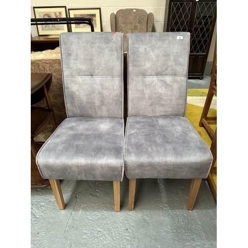 21 - PAIR OF GREY SUEDE DINING CHAIRS