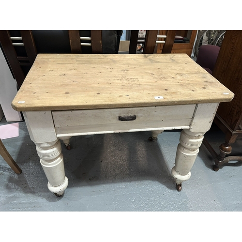 41 - VICTORIAN PINE KITCHEN TABLE WITH DRAWER