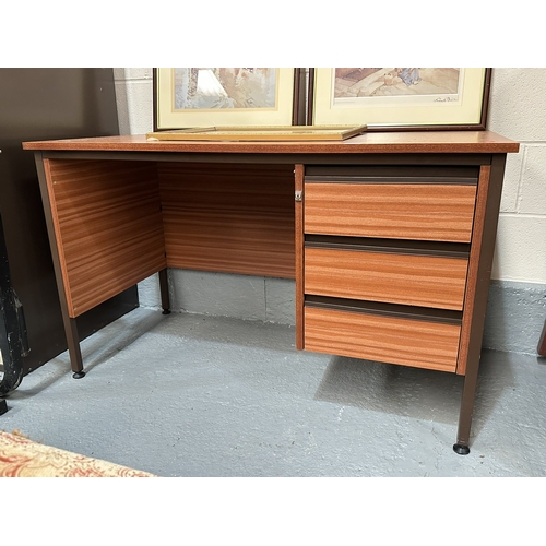 6 - TEAK THREE DRAWER DESK