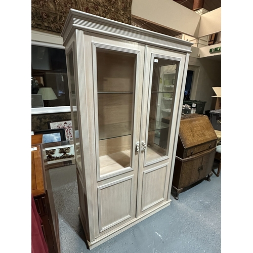 2 - BLEACHED OAK DISPLAY CABINET