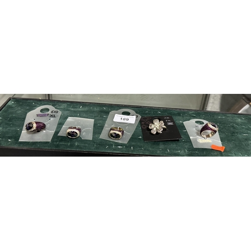 189 - FIVE DRESS RINGS BRAND NEW