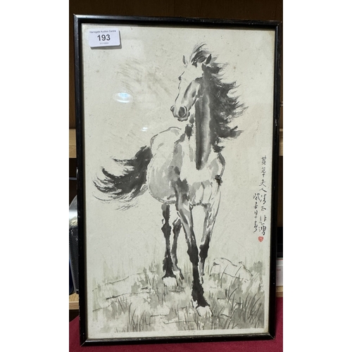 193 - VINTAGE MID CENTURY CHINESE PICTURE TITLED “THE STALLION “ ALSO KNOWN AS XU BEIHONG