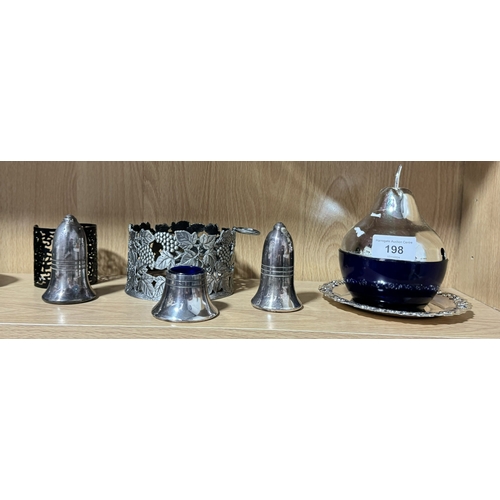 198 - SELECTION OF SILVER PLATE AND WINE COASTER